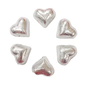 Foiled Chocolate Hearts - Silver