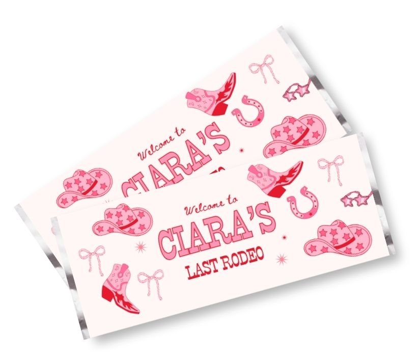 2 Customised chocolate bars, with fun Hen Party style wrapper